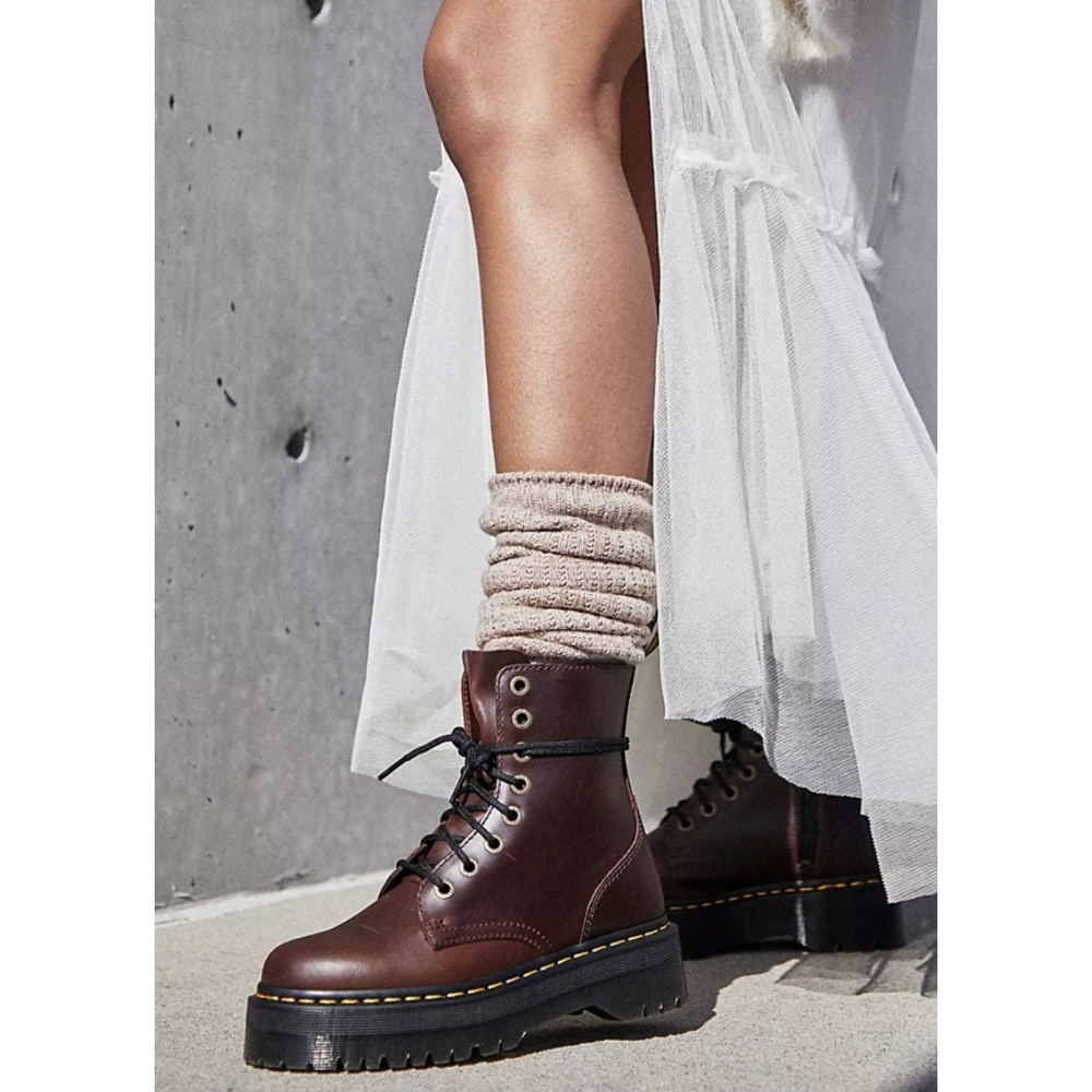 Dr. Martens | Jadon Lace-up Combat Boots in Dark Brown Women's Size 7
